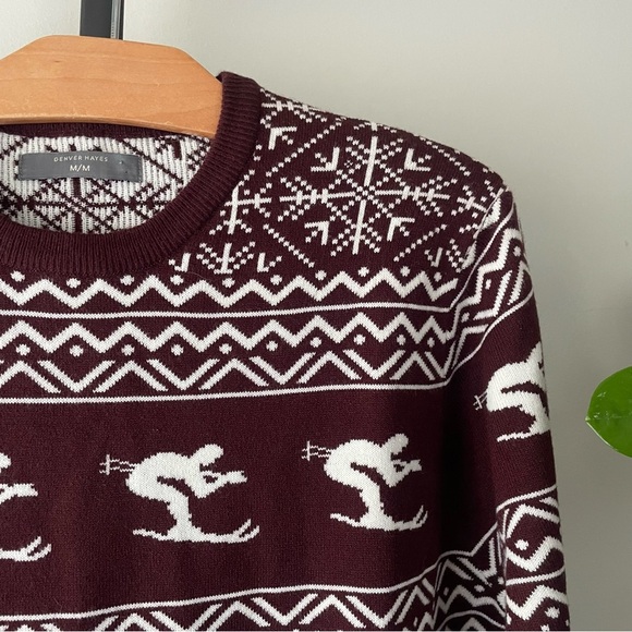 NWOT Denver Hayes Ski Knit Pullover Sweater Grandpa Burgundy Mens Size Medium - Picture 5 of 8